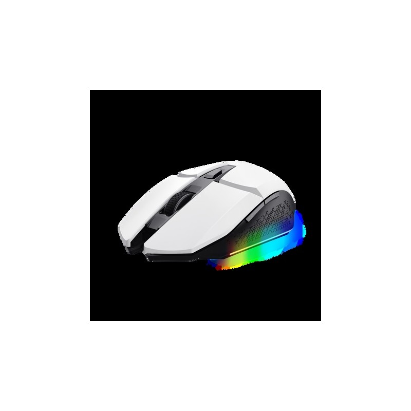 Trust  mouse gaming inalambrico GXT 110 Felox recargable con iluminación LED multicolor blanco  25069