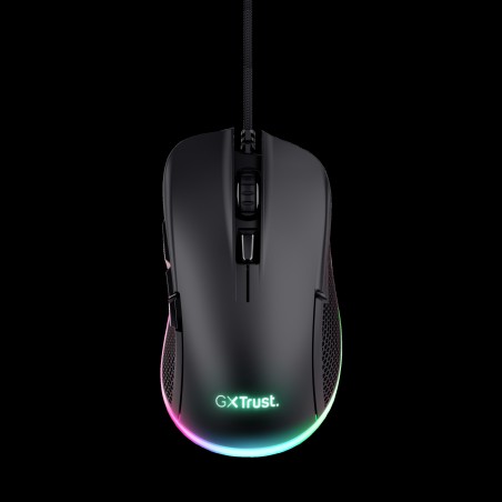 Trust  mouse Eco GXT 923 YBAR color negro gaming resolución de 7200 ppp e iluminacion LED RGB  24729