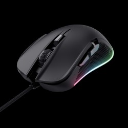 Trust  mouse Eco GXT 923 YBAR color negro gaming resolución de 7200 ppp e iluminacion LED RGB  24729