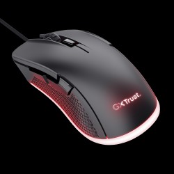 Trust  mouse Eco GXT 923 YBAR color negro gaming resolución de 7200 ppp e iluminacion LED RGB  24729