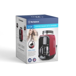 Westinghouse cafetera con moledor café 2 en 1 roja   WKCM256