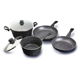 Westinghouse juego de 2 ollas 2 sartenes  de aluminio forjado  acabado marmol de 6 piezas  WCCS000906AMBB