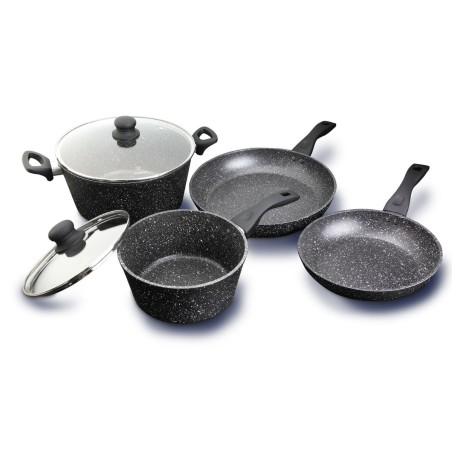 Westinghouse juego de 2 ollas 2 sartenes  de aluminio forjado  acabado marmol de 6 piezas  WCCS000906AMBB