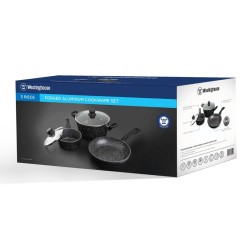Westinghouse juego de 2 ollas 2 sartenes  de aluminio forjado  acabado marmol de 6 piezas  WCCS000906AMBB