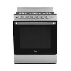 Midea Cocina a gas 30 pulgadas silver 6 quemadores capelo hierro fundido MGS30FS1BEABG