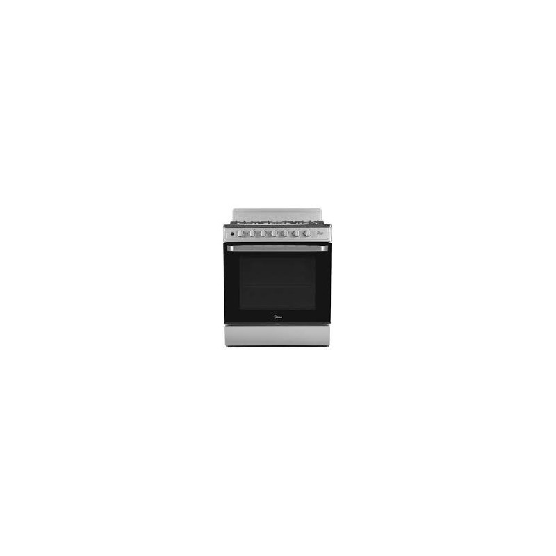 Midea Cocina a gas 30 pulgadas silver 6 quemadores capelo hierro fundido MGS30FS1BEABG