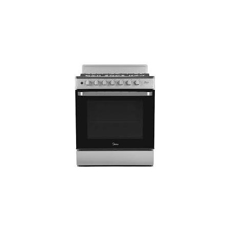 Midea Cocina a gas 30 pulgadas silver 6 quemadores capelo hierro fundido MGS30FS1BEABG