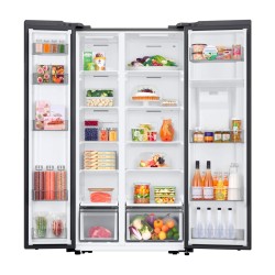 SAMSUNG Refrigerador 20 pies Side by side con dispensador plateada RS57DG4100M9AP