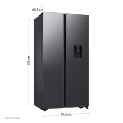 SAMSUNG Refrigerador 20 pies Side by side con dispensador plateada RS57DG4100M9AP