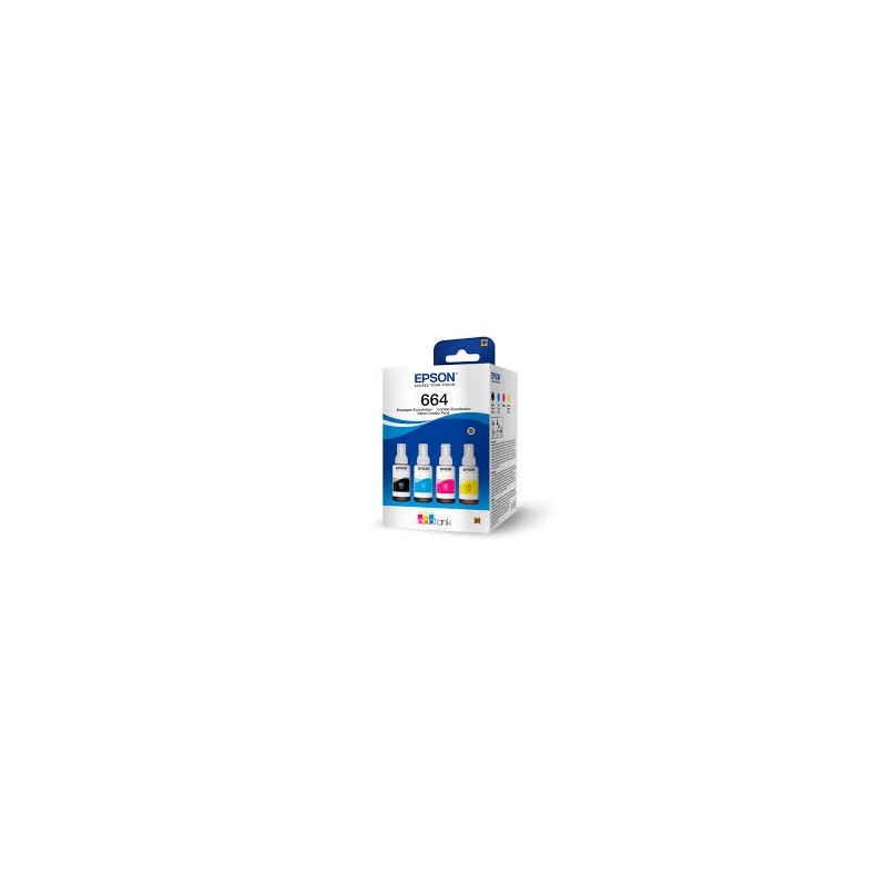 Epson botella de tinta T664 pack completo de 4 colores negro cian magenta y amarillo  T6645204P
