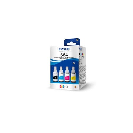 Epson botella de tinta T664 pack completo de 4 colores negro cian magenta y amarillo  T6645204P