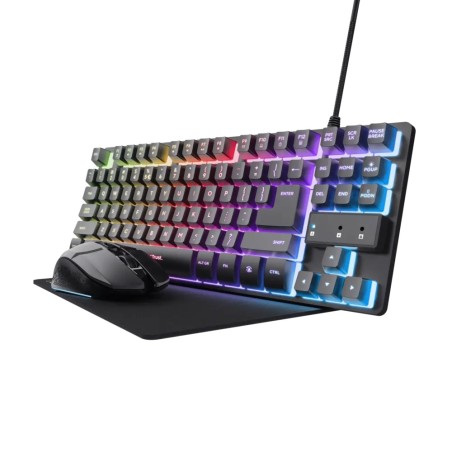 Trust teclado mouse y almohadilla gamer color negro en español  25227