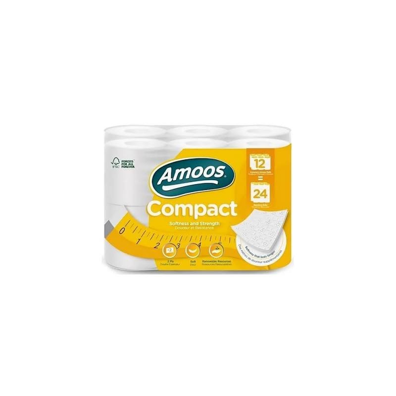 Amoos papel higienico compact doble hoja 266 H 12 rollos paq x 4  H603212