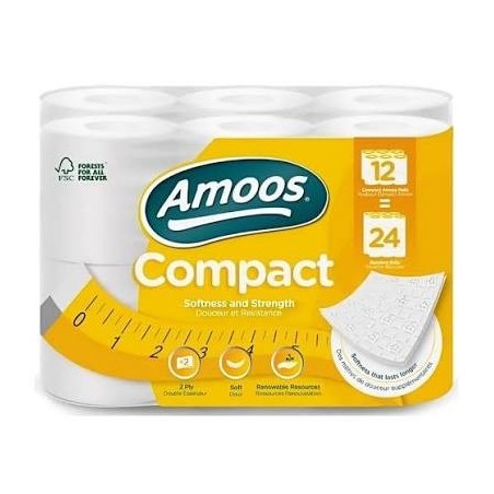 Amoos papel higienico compact doble hoja 266 H 12 rollos paq x 4  H603212