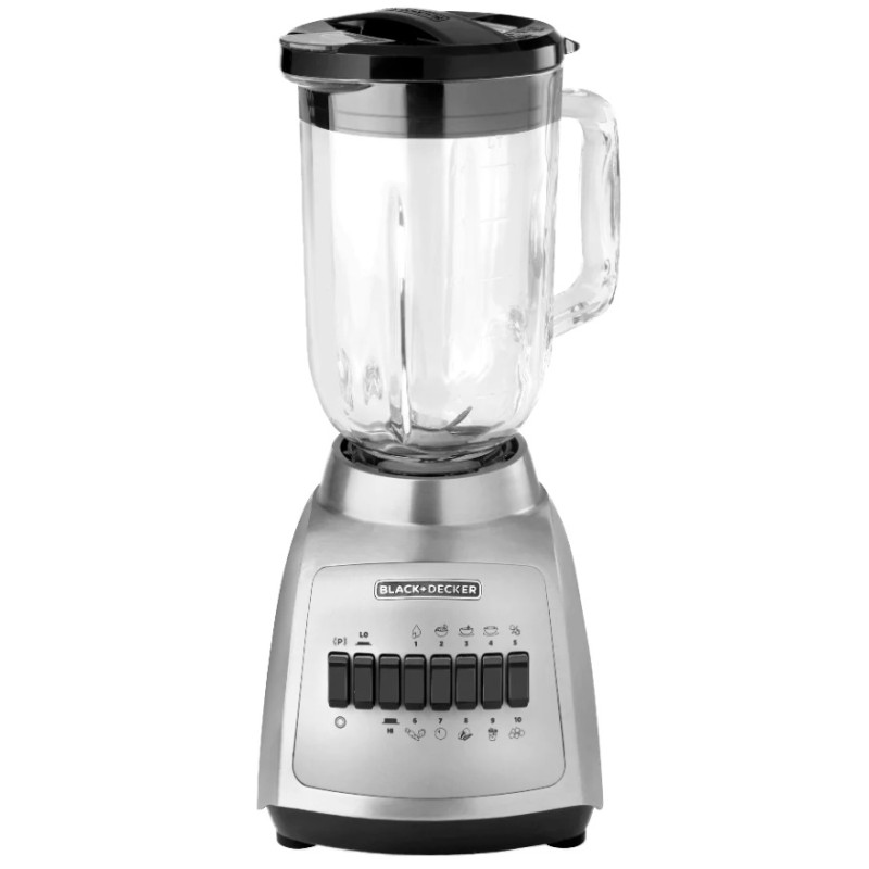 Black + Decker licuadora 10 veloc jarra vidrio 550w base metalica gris BLBD210GSs