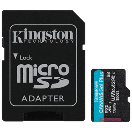 Kingston memoria microSDXC 128 GB canvas go plus gen4 200MB/s A2 U3 V30 card + ADP - SDCG4/128GB