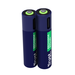 Trust pilas AAA recargables en USB-C azul - 25585