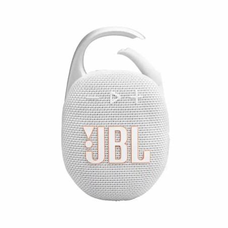 JBL Clip 5 - Altavoz - para uso portátil - inalámbrico - Bluetooth - controlado por aplicación - 7 vatios - blanco