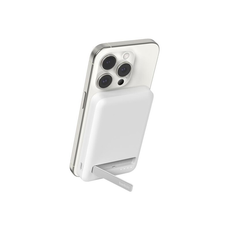 Belkin - Power bank - 15 Watt - Lithium - Para Universal - Qi2 5.000 mAh Stand White