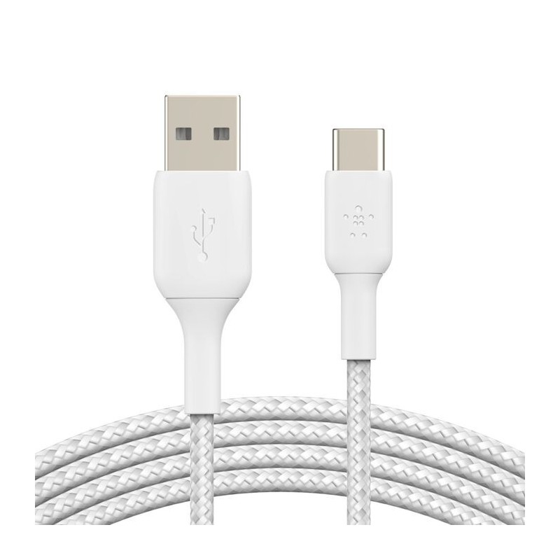 Belkin - Cable Braided - USB-C to USB-A Cable 2M WH
