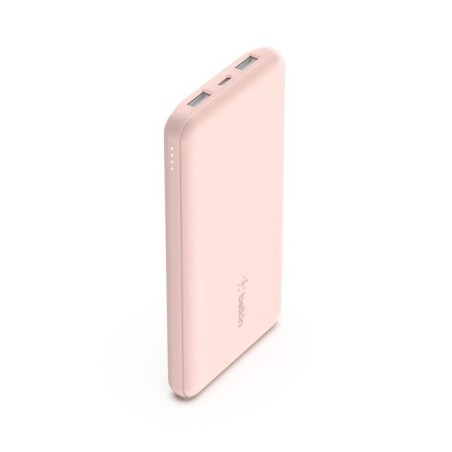 Belkin - Cargador portátil - 10000 mAh - 18 vatios - 3 conectores de salida (24 pin USB-C, 2 x USB) - oro rosa
