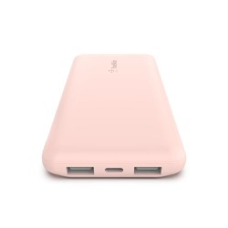 Belkin - Cargador portátil - 10000 mAh - 18 vatios - 3 conectores de salida (24 pin USB-C, 2 x USB) - oro rosa