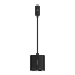 Belkin - Adaptador de carga y Ethernet - USB-C - Gigabit Ethernet x 1 + USB-C (solo alimentación) x 1