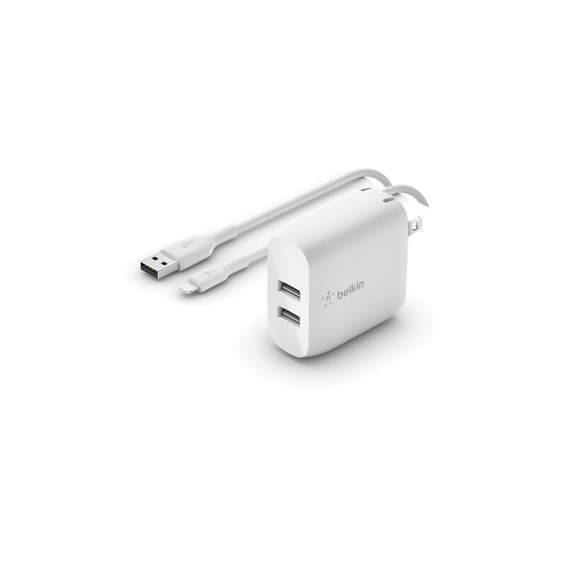 Belkin - - 24 vatios - 4.8 A - 2 conectores de salida (USB) - blanco