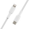 Belkin BoostCharge - Cable Lightning - 24 pin USB-C macho a Lightning macho - 1 m - blanco - suministro de potencia USB (18W)