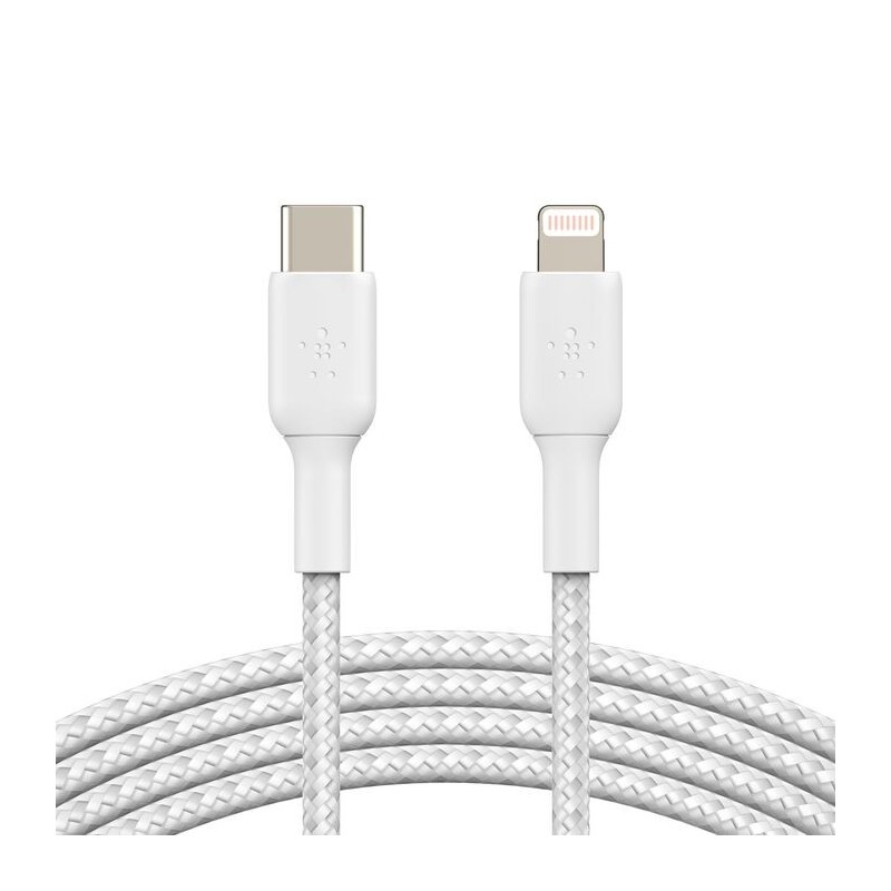 Belkin BoostCharge - Cable Lightning - 24 pin USB-C macho a Lightning macho - 1 m - blanco - suministro de potencia USB (18W)