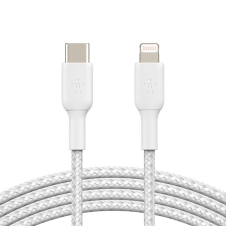 Belkin BoostCharge - Cable Lightning - 24 pin USB-C macho a Lightning macho - 1 m - blanco - suministro de potencia USB (18W)