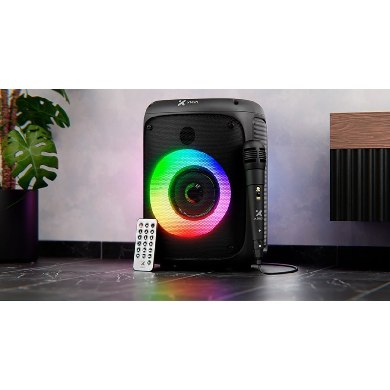 Xtech XTS-661 - Speaker - Black - SonicBloom Portable Wlss Speaker w lights and mic
