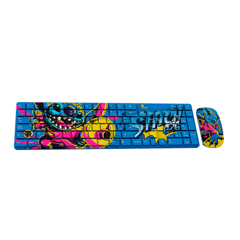 Xtech - Keyboard and mouse set - Spanish - Wireless - 2.4 GHz - Stitch Design - Disney XTK-D312ST