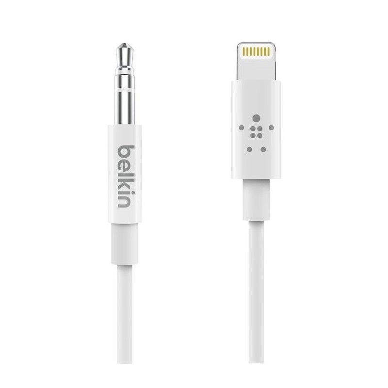 Belkin - Cable - Lightning/ Audio Aux  - Conecta iPhone  directo a salida 3.5mm - Blanco