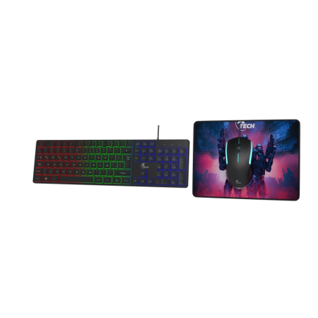 Xtech - Keyboard, mouse and mouse pad - Wired - Spanish - USB - Black - Gaming XTK-535S