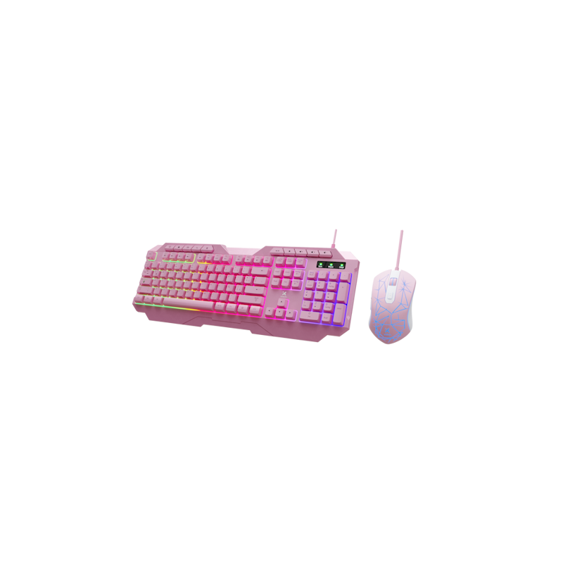 Xtech - Keyboard and mouse set - Wired - Spanish - USB - Pink - Gaming-XTK-540S