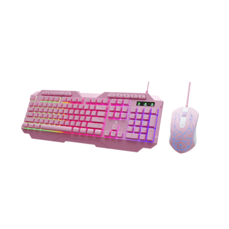 Xtech - Keyboard and mouse set - Wired - Spanish - USB - Pink - Gaming-XTK-540S