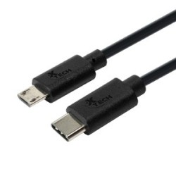 Xtech XTC-520 - Cable USB - 24 pin USB-C (M) reversible a Micro-USB tipo B (M) - USB 2.0 - 1.8 m - negro