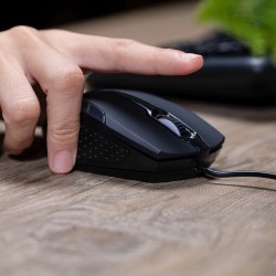 Klip Xtreme KMO-120BK - Ratón - diestro y zurdo - óptico - 3 botones - cableado - USB - negro