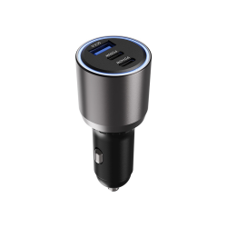 Klip Xtreme KCC-140 - Car power adapter - 140 Watt - 2 x 24 pin USB-C / 9 pin USB Type A - Cellular phone / Tablet - Car - Para