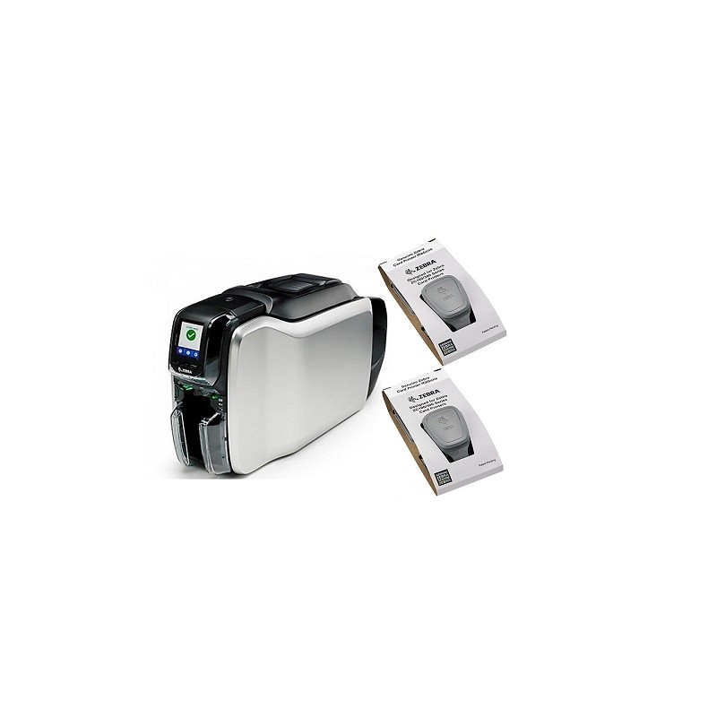 Zebra Impresora de Credenciales ZC300 Dual Sided US Cord USB & Ethernet KIT que Incluye Windows Driver CardStudio 2.0 (Standard)